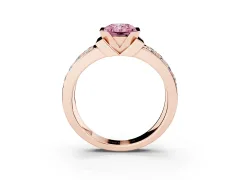 Fancy Pink Radiant Cut Diamond Wide Channel Set Band Ring Set in Rose gold with Bezel Setting