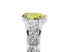 Fancy Yellow Pear Cut Diamond Pavé Engagement Ring Set in Silver with Prong Setting