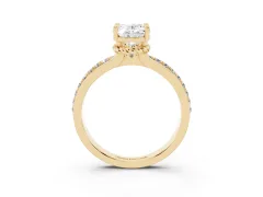 Oval Cut Diamond Solitaire Ring Set in Yellow gold with Channel Set Band and Prong Setting