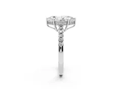 Marquise Cut Diamond Solitaire Engagement Ring Set in White gold with Pavé Band and Prong Setting