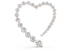 Round Diamond Heart Pendant Set in Rose gold with Prong-Set Outline