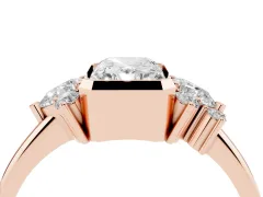 Radiant Diamond Cluster Side Stone Ring Set in Rose gold with Pear and Round Side Stones
