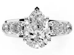 Pear Cut Diamond Pavé Engagement Ring Set in Silver with Prong Setting