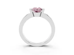 Fancy Pink Oval Cut Diamond Channel-Set Band Ring Set in Silver with Bezel Prong Setting