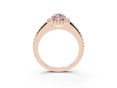 Fancy Pink Marquise Cut Diamond Pavé Halo Ring Set in Rose gold with Prong Setting