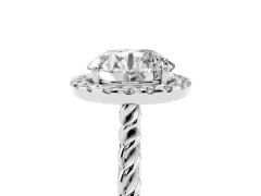 Round Cut Diamond Halo Ring Set in Silver with Plain Twisted Band