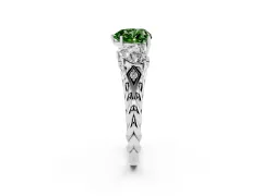 Fancy Green Heart Cut Diamond Three-Stone Ring Set in Platinum with Braided Band
