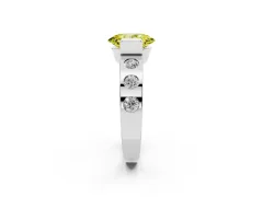 Fancy Yellow Oval Cut Diamond Channel-Set Band Ring Set in Silver with Bezel Prong Setting