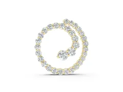 Round Diamond Spiral Pendant Set in Yellow gold with Prong-Set Stones