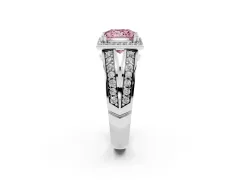 Fancy Pink Princess Cut Diamond Halo Ring Set in White gold with Double Pavé Split Shank