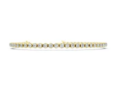 Round Diamond Bezel-Set Tennis Bracelet Set in Yellow gold
