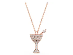 Pavé Round Diamond Martini Glass Pendant Set in Rose gold with Bezel Prong Olive