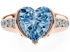 Fancy Blue Heart Cut Diamond Bezel-Set Solitaire Ring Set in Rose gold with Channel-Set Band