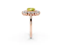 Fancy Yellow Princess Cut Diamond Floral Double Halo Ring Set in Rose gold with Round Petals