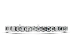 Emerald Cut Diamond Tennis Bracelet Set in White gold with Half Bezel Setting