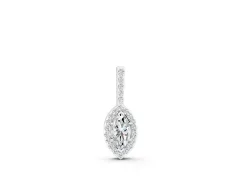 Marquise Diamond Halo Pendant Set in Silver with Pavé Frame