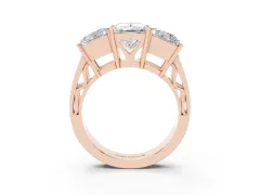 Princess Cut Diamond Three-Stone Ring Set in Rose gold with Textured Band