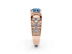Fancy Blue Heart Cut Diamond Milgrain Halo Pavé Engagement Ring Set in Rose gold with Prong Setting