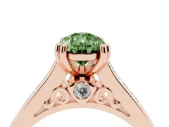 Fancy Green Pear Cut Diamond Channel Set Solitaire Engagement Ring Set in Rose gold with Prong Setting