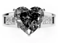 Fancy Black Heart Cut Diamond Solitaire Ring Set in Silver with Channel-Set Accent Stones and Prong Setting