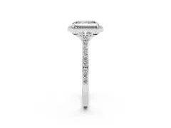 Fancy Black Radiant Cut Diamond Halo Engagement Ring Set in White gold with Round Pavé Shoulders and Heart Gallery