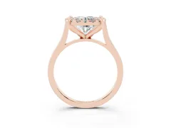 Round Cut Diamond Cluster Halo Solitaire Ring Set in Rose gold with Prong Setting