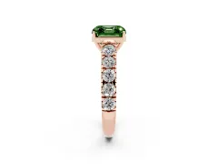 Fancy Green Asscher Cut Diamond Solitaire Ring Set in Rose gold with Cut-Down Micro Pavé Band and Prong Setting