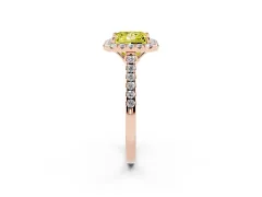 Fancy Yellow Princess Cut Diamond Pavé Halo Engagement Ring Set in Rose gold with Pavé Band and Prong Setting