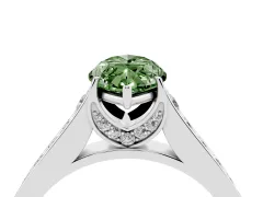 Fancy Green Marquise Cut Diamond Solitaire Pavé Engagement Ring Set in White gold with Prong Setting