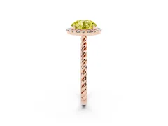 Fancy Yellow Round Cut Diamond Halo Ring Set in Rose gold with Plain Twisted Band