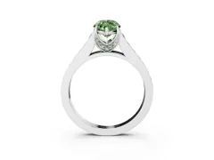 Fancy Green Marquise Cut Diamond Solitaire Pavé Engagement Ring Set in White gold with Prong Setting