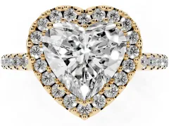 Heart Cut Diamond Pavé Halo Ring Set in Yellow gold with Prong Setting