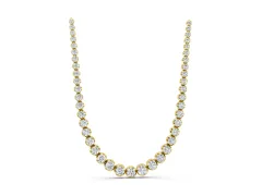 Round Diamond Tennis Necklace Set in Yellow gold with Bezel and Prong Setting