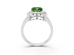 Fancy Green Princess Cut Diamond Halo Cluster Engagement Ring Set in White gold with Solitaire Band and Prong Setting