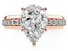 Pear Cut Diamond Solitaire Ring Set in Rose gold with Channel Set Band and Prong Setting