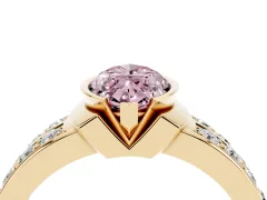 Fancy Pink Marquise Cut Diamond Wide Channel Set Band Ring Set in Yellow gold with Bezel Setting