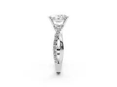 Oval Cut Diamond Twisted Pavé Band Ring Set in Silver with Prong Setting