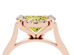 Fancy Yellow Heart Cut Diamond Cluster Halo Solitaire Ring Set in Rose gold with Prong Setting