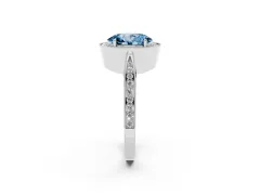 Fancy Blue Oval Cut Diamond Halo Engagement Ring Set in Platinum with Accent Split Shank Band