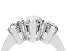 Marquise Cut Diamond Three-Stone Ring Set in Platinum with Channel-Set Band and Prong Settings