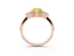 Fancy Yellow Cushion Cut Diamond Cluster Ring Set in Rose gold with Beaded Band