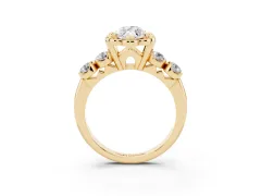 Marquise Cut Diamond Floral Halo Ring Set in Yellow gold with Shared Prong Band