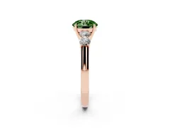 Fancy Green Round Cut Diamond Five-Stone Prong Set Band Ring Set in Rose gold with Polished Band