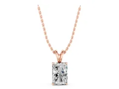 Radiant Diamond Solitaire Pendant Set in Rose gold with Four-Prong Setting
