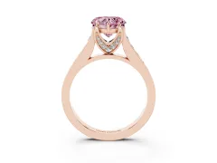 Fancy Pink Heart Cut Diamond Solitaire Pavé Engagement Ring Set in Rose gold with Prong Setting