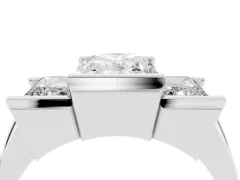 Radiant Cut Diamond Three-Stone Channel Set Ring Set in Platinum with Smooth Polished Band