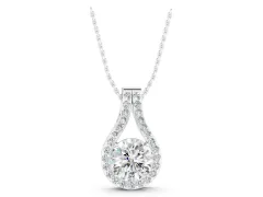 Round Halo Pendant Set in White gold with Prong-Set Center Stone