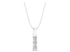 Four-Stone Round Diamond Channel-Set Pendant Set in Silver with Straight Row