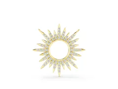Round Cut Diamond Sunburst Pendant Set in Yellow gold with Pavé Setting