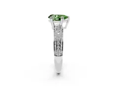 Fancy Green Pear Cut Diamond Solitaire Ring Set in Platinum with Multi-Row Round Pavé Band and Prong Setting